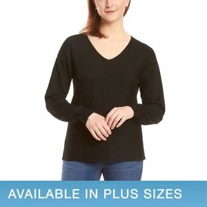 New! Ella Moss ladies ribbed v-neck sweater black choose size free shipping nwt!